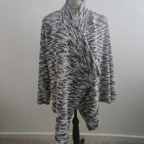 🆕 Vince Camuto Black & Gray Static Cozy Oversized Knit Fall Cardigan sweater_XS - Picture 1 of 10